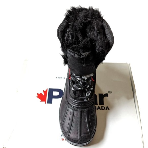 Pajar Canada Kids Girl Boy Winter Snow Boot Black Lace-up Faux Fur Lined 13,1,2Y - Picture 2 of 8